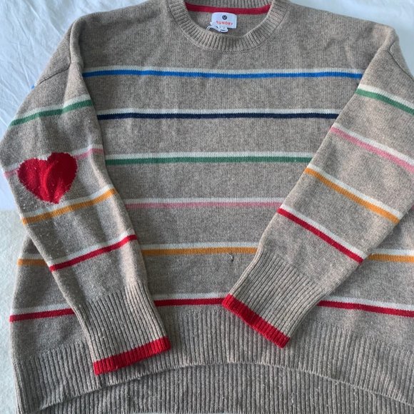 Sundry Sweaters - Sundry Stripe Heart Sweater (Size M)
